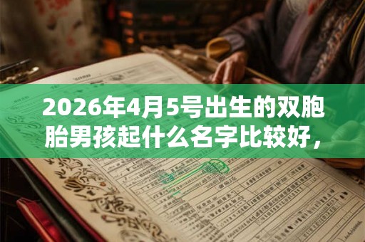 2026年4月5号出生的双胞胎男孩起什么名字比较好，五行属什么