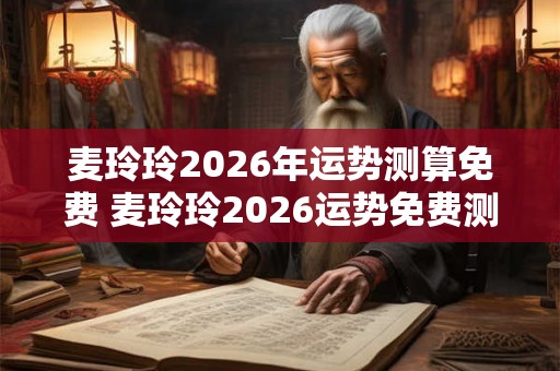 麦玲玲2026年运势测算免费 麦玲玲2026运势免费测算