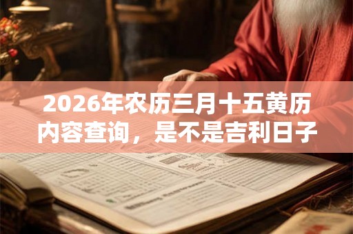 2026年农历三月十五黄历内容查询,是不是吉利日子? 2026年农历三月十五黄历内容查询,是不是吉利日子?