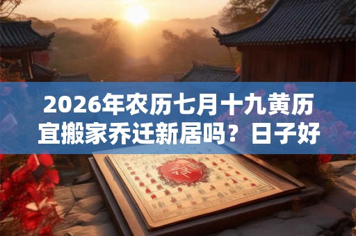 2026年农历七月十九黄历宜搬家乔迁新居吗？日子好吗