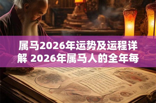属马2026年运势及运程详解 2026年属马人的全年每月运势