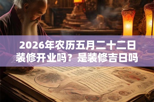 2026年农历五月二十二日装修开业吗？是装修吉日吗？