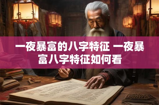 一夜暴富的八字特征 一夜暴富八字特征如何看