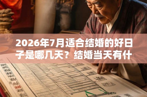 2026年7月适合结婚的好日子是哪几天？结婚当天有什么忌讳？