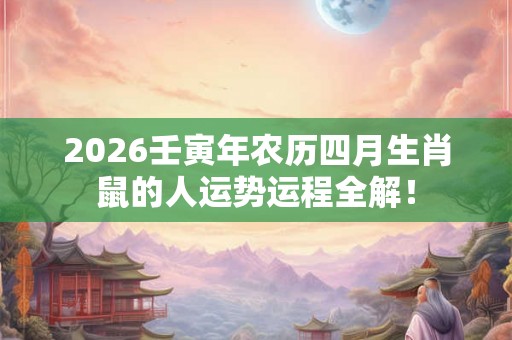 2026壬寅年农历四月生肖鼠的人运势运程全解！