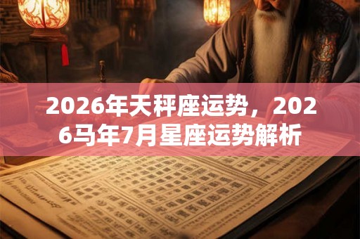 2026年天秤座运势，2026马年7月星座运势解析