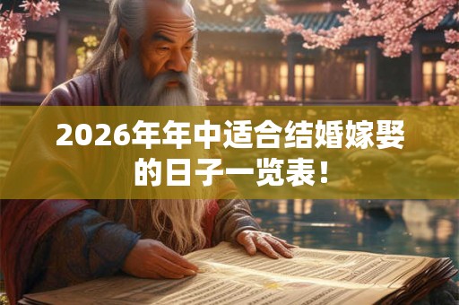 2026年年中适合结婚嫁娶的日子一览表！