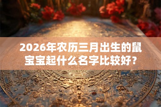 2026年农历三月出生的鼠宝宝起什么名字比较好？