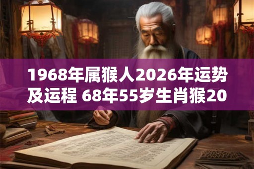 1968年属猴人2026年运势及运程 68年55岁生肖猴2026年每月运势