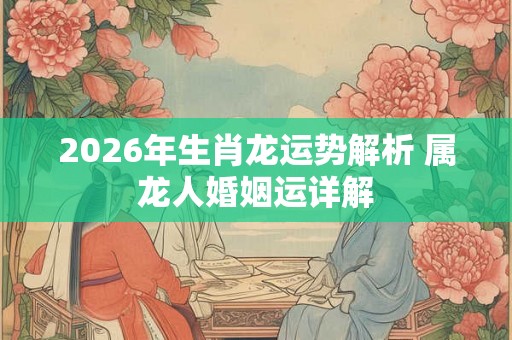 2026年生肖龙运势解析 属龙人婚姻运详解
