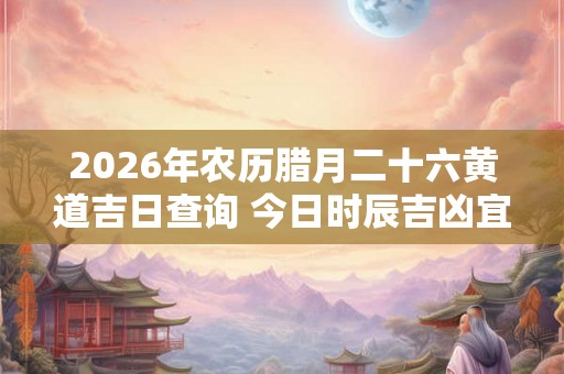2026年农历腊月二十六黄道吉日查询 今日时辰吉凶宜忌