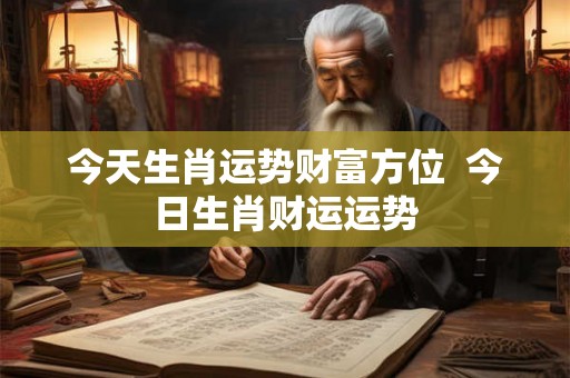 今天生肖运势财富方位  今日生肖财运运势