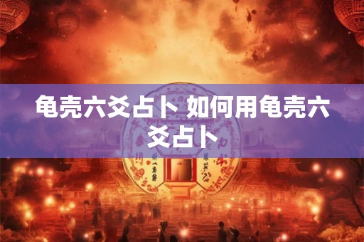 龟壳六爻占卜 如何用龟壳六爻占卜