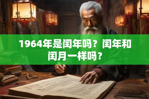 1964年是闰年吗？闰年和闰月一样吗？
