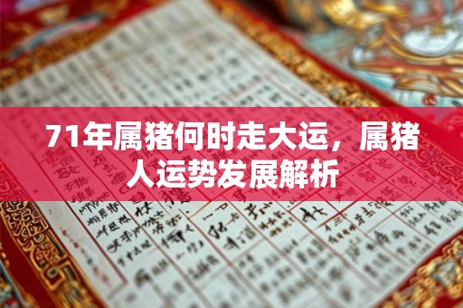 71年属猪何时走大运，属猪人运势发展解析