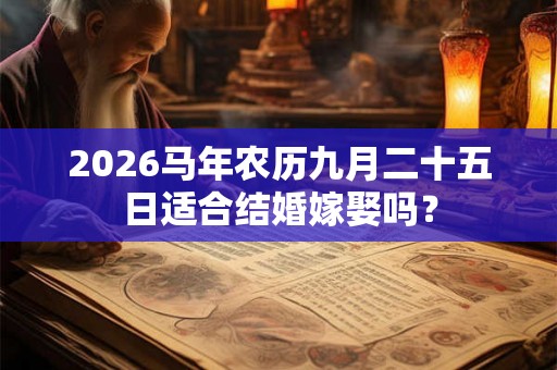 2026马年农历九月二十五日适合结婚嫁娶吗？