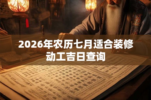 2026年农历七月适合装修动工吉日查询