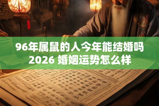 96年属鼠的人今年能结婚吗2026 婚姻运势怎么样