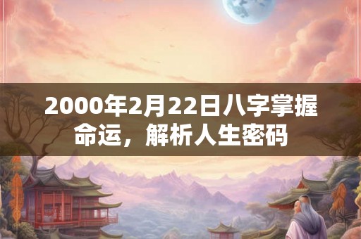 2000年2月22日八字掌握命运,解析人生密码 2000年2月22日八字掌握命运,解析人生密码