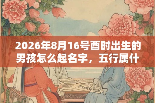 2026年8月16号酉时出生的男孩怎么起名字，五行属什么