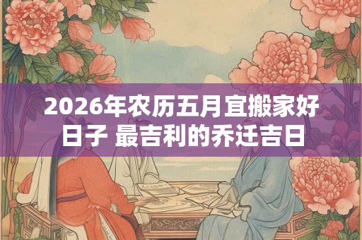2026年农历五月宜搬家好日子 最吉利的乔迁吉日