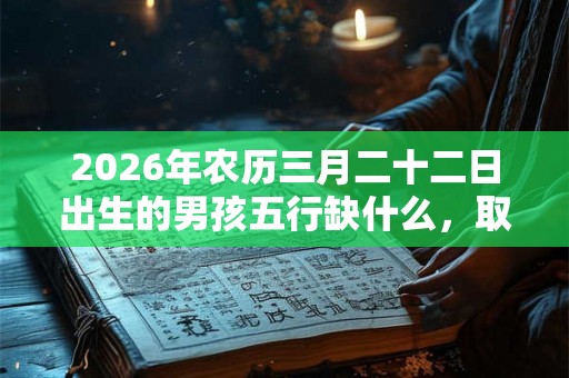 2026年农历三月二十二日出生的男孩五行缺什么，取什么名字好？