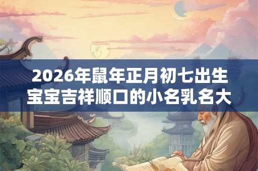 2026年鼠年正月初七出生宝宝吉祥顺口的小名乳名大全！