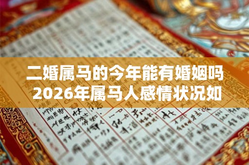 二婚属马的今年能有婚姻吗 2026年属马人感情状况如何