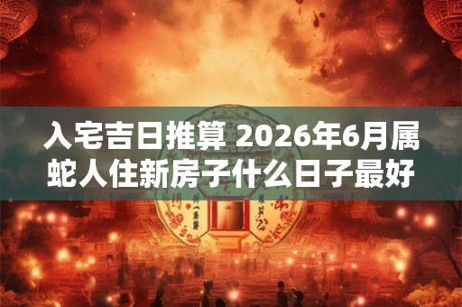入宅吉日推算 2026年6月属蛇人住新房子什么日子最好