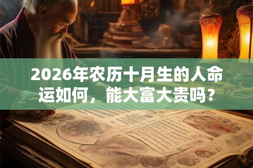 2026年农历十月生的人命运如何，能大富大贵吗？