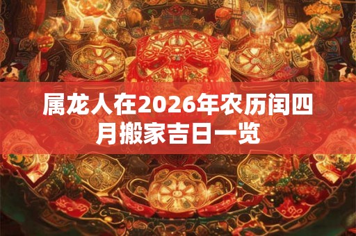 属龙人在2026年农历闰四月搬家吉日一览