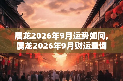 属龙2026年9月运势如何,属龙2026年9月财运查询