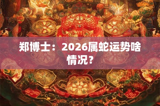 郑博士：2026属蛇运势啥情况？