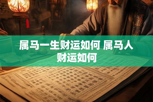 属马一生财运如何 属马人财运如何