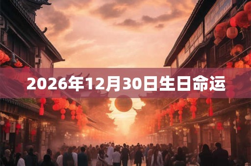 2026年12月30日生日命运