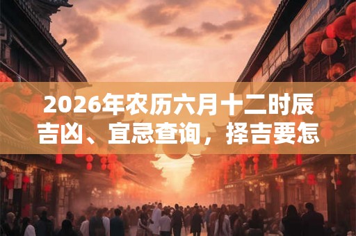2026年农历六月十二时辰吉凶、宜忌查询，择吉要怎么看？
