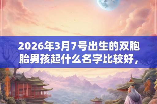2026年3月7号出生的双胞胎男孩起什么名字比较好，五行属什么