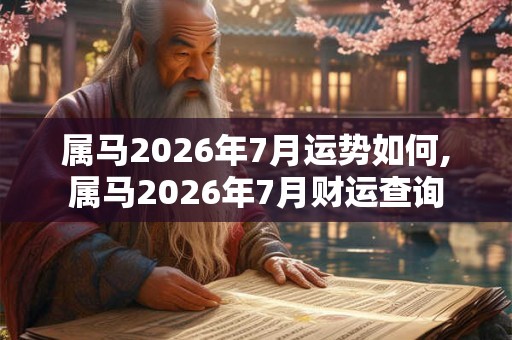 属马2026年7月运势如何,属马2026年7月财运查询