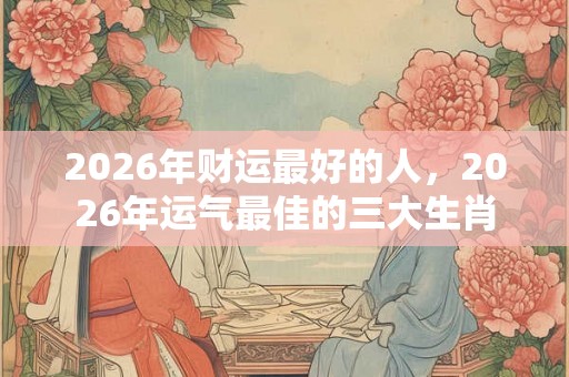 2026年财运最好的人，2026年运气最佳的三大生肖