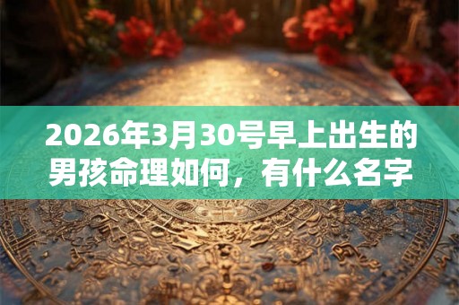 2026年3月30号早上出生的男孩命理如何,有什么名字推荐? 2026年3月30号早上出生的男孩命理如何,有什么名字推荐?