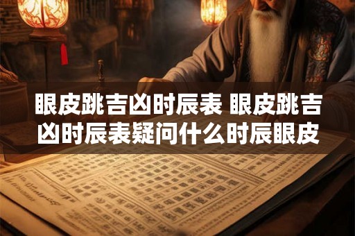 眼皮跳吉凶时辰表 眼皮跳吉凶时辰表疑问什么时辰眼皮跳代表吉凶 眼皮跳吉凶时辰表 眼皮跳吉凶时辰表疑问什么时辰眼皮跳代表吉凶