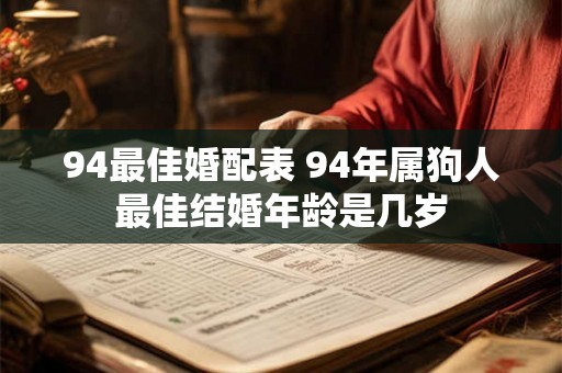 94最佳婚配表 94年属狗人最佳结婚年龄是几岁