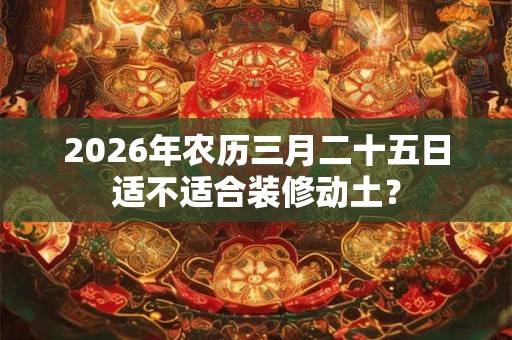 2026年农历三月二十五日适不适合装修动土？