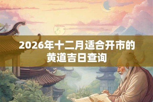 2026年十二月适合开市的黄道吉日查询