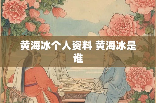 黄海冰个人资料 黄海冰是谁