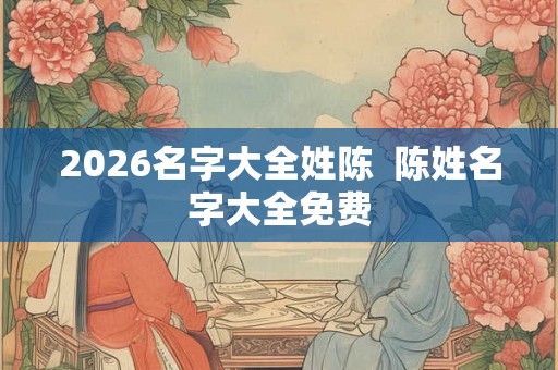 2026名字大全姓陈 陈姓名字大全免费 2026名字大全姓陈 陈姓名字大全免费