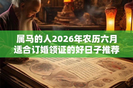 属马的人2026年农历六月适合订婚领证的好日子推荐！