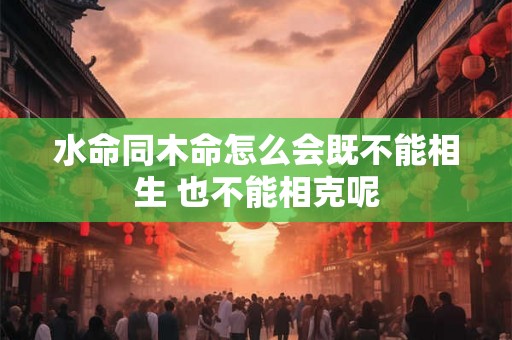 水命同木命怎么会既不能相生 也不能相克呢