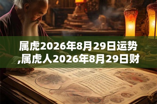 属虎2026年8月29日运势,属虎人2026年8月29日财运,生肖虎2026年8月29日运势