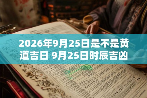 2026年9月25日是不是黄道吉日 9月25日时辰吉凶